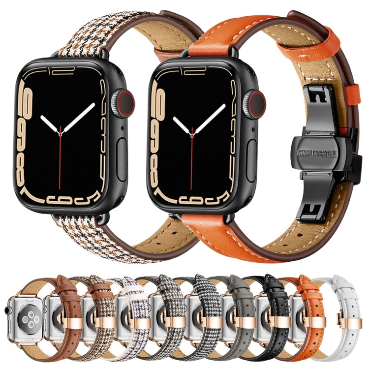 Slimming Butterfly Buckle Watchband For Apple Watch Series, 7 41mm / 6&SE&5&4 40mm / 3&2&1 38mm, 7 45mm / 6&SE&5&4 44mm / 3&2&1 42mm