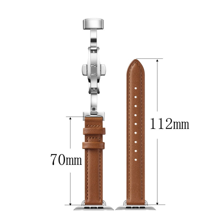 Slimming Butterfly Buckle Watchband For Apple Watch Series, 7 41mm / 6&SE&5&4 40mm / 3&2&1 38mm, 7 45mm / 6&SE&5&4 44mm / 3&2&1 42mm