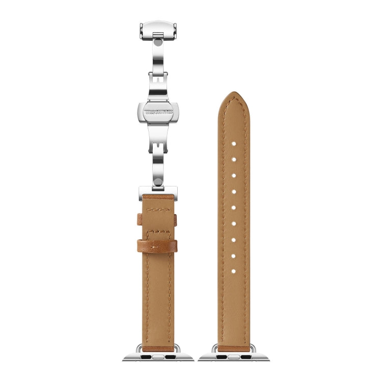 Slimming Butterfly Buckle Watchband For Apple Watch Series, 7 41mm / 6&SE&5&4 40mm / 3&2&1 38mm, 7 45mm / 6&SE&5&4 44mm / 3&2&1 42mm