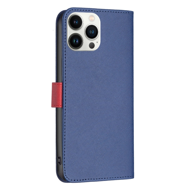 BF13 Color Matching Cross Texture Leather Phone Case, For iPhone 13 Pro Max