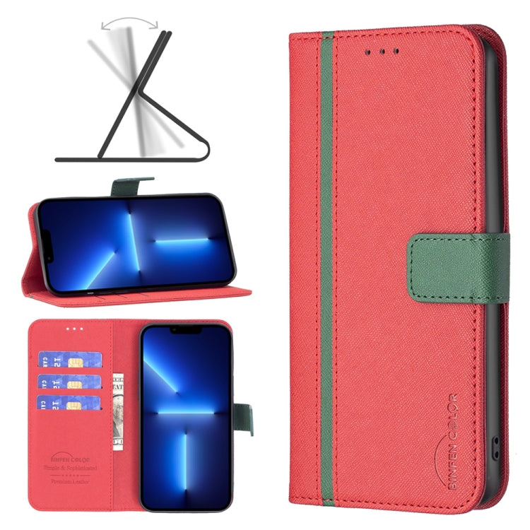 BF13 Color Matching Cross Texture Leather Phone Case, For iPhone 13 Pro Max