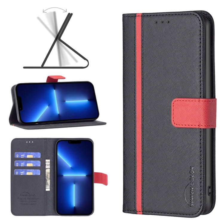 BF13 Color Matching Cross Texture Leather Phone Case, For iPhone 13 Pro Max