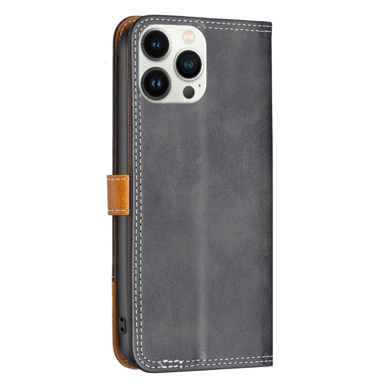 BF12 Color Matching Double Line Leather Phone Case, For iPhone 13 Pro Max