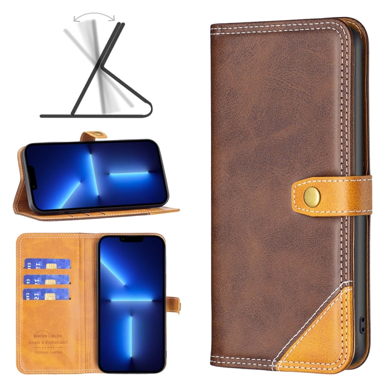 BF12 Color Matching Double Line Leather Phone Case, For iPhone 13 Pro Max