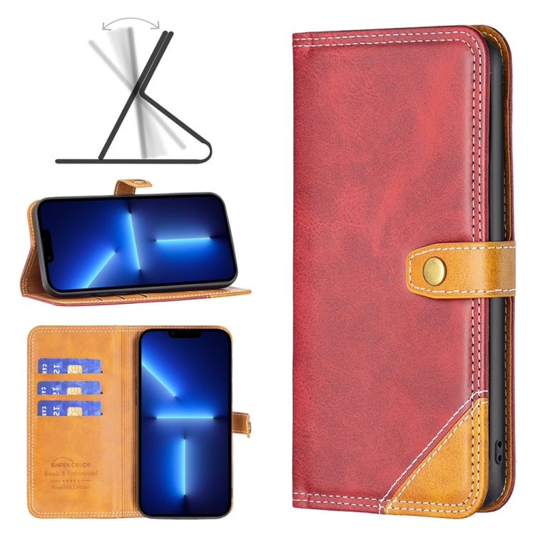 BF12 Color Matching Double Line Leather Phone Case, For iPhone 13 Pro Max