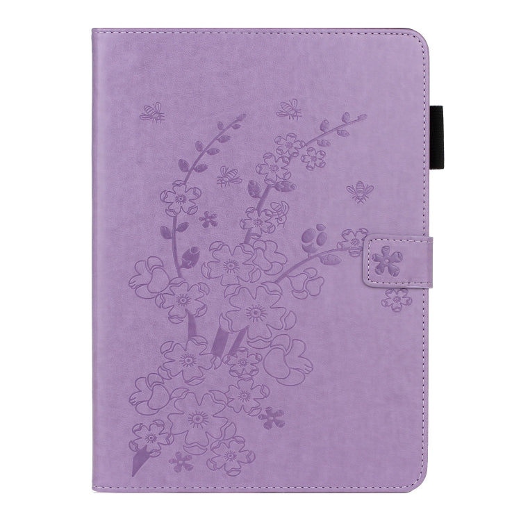 Étui en cuir intelligent avec motif de prune en relief pour tablette, pour iPad Pro 11 pouces 2020/2018, pour iPad mini 2024/mini 6