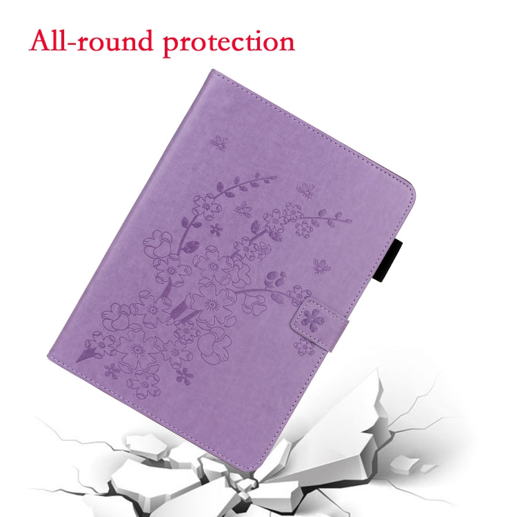 Étui en cuir intelligent avec motif de prune en relief pour tablette, pour iPad Pro 11 pouces 2020/2018, pour iPad mini 2024/mini 6
