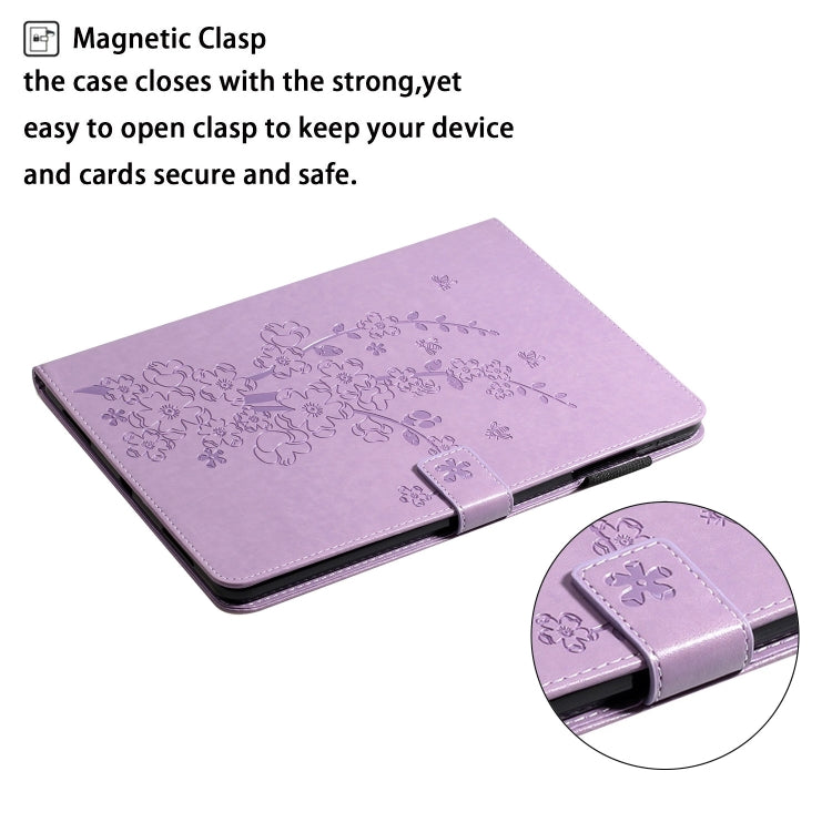 Étui en cuir intelligent avec motif de prune en relief pour tablette, pour iPad Pro 11 pouces 2020/2018, pour iPad mini 2024/mini 6