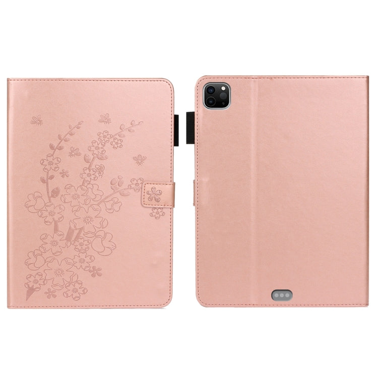 Étui en cuir intelligent avec motif de prune en relief pour tablette, pour iPad Pro 11 pouces 2020/2018, pour iPad mini 2024/mini 6
