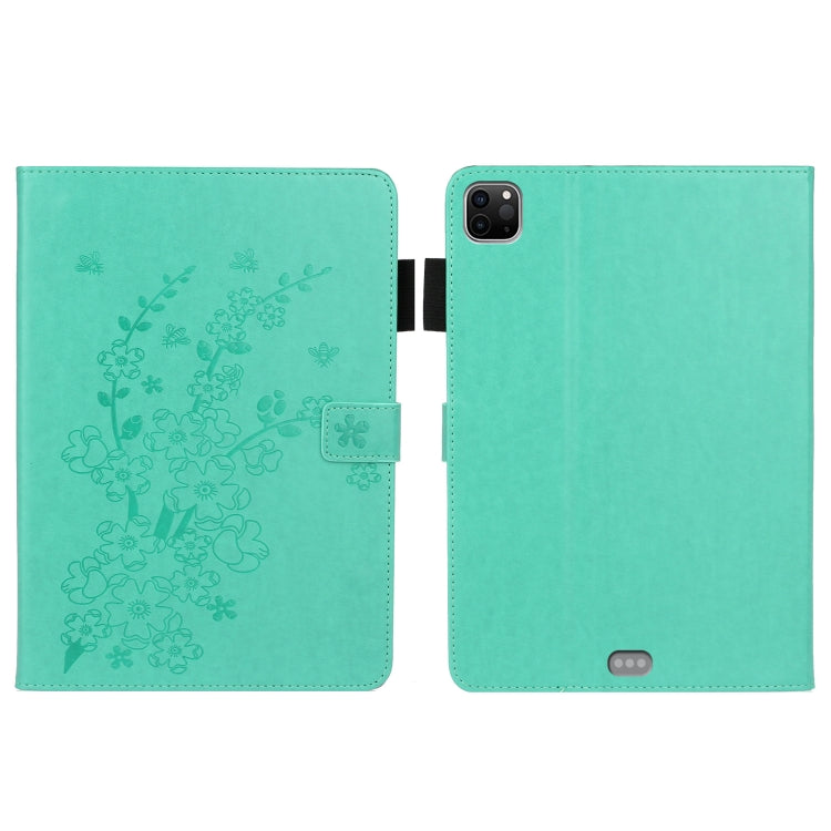Étui en cuir intelligent avec motif de prune en relief pour tablette, pour iPad Pro 11 pouces 2020/2018, pour iPad mini 2024/mini 6
