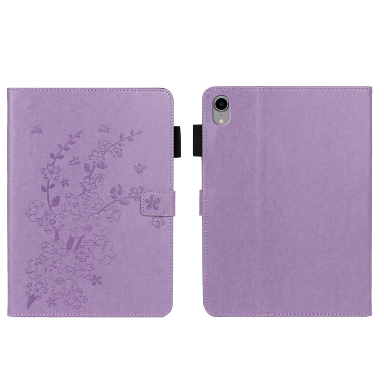 Étui en cuir intelligent avec motif de prune en relief pour tablette, pour iPad Pro 11 pouces 2020/2018, pour iPad mini 2024/mini 6