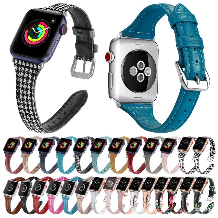 Genuine Leather Watch Band For Apple Watch Series, 7 41mm / 6&SE&5&4 40mm / 3&2&1 38mm