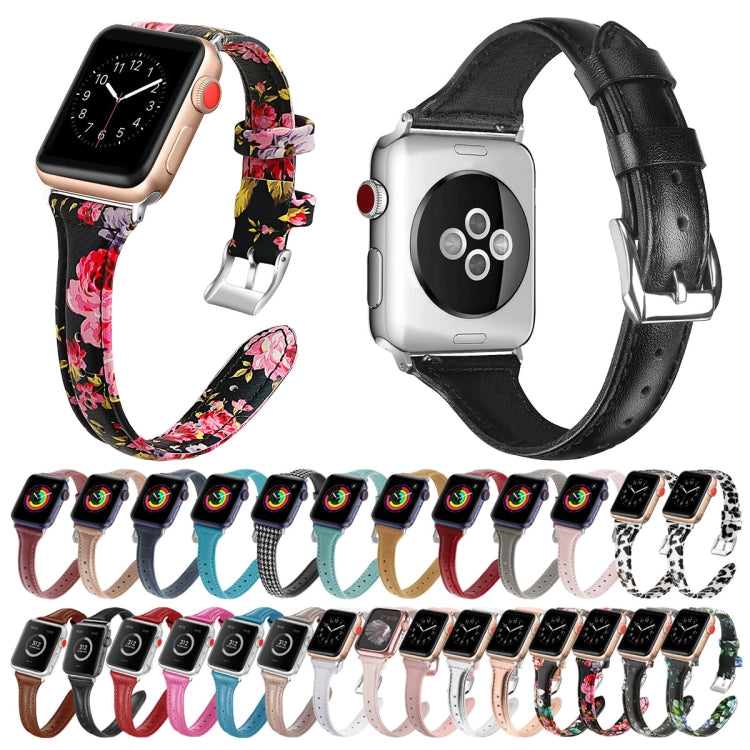 Genuine Leather Watch Band For Apple Watch Series, 7 41mm / 6&SE&5&4 40mm / 3&2&1 38mm