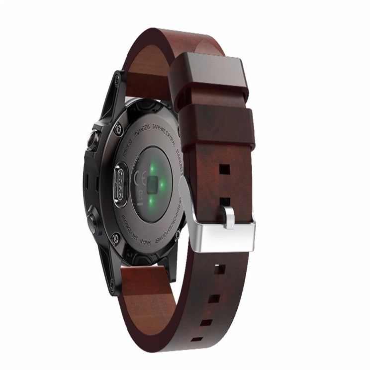 (Not Quick Release) Leather Strap, For Garmin Fenix 5S