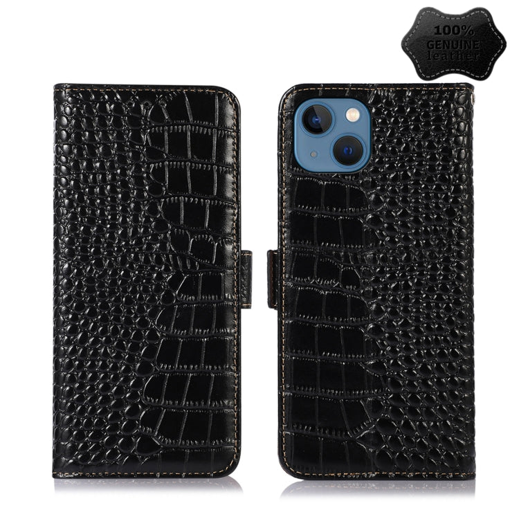 Crocodile Top Layer Cowhide Leather Phone Case, For iPhone 13