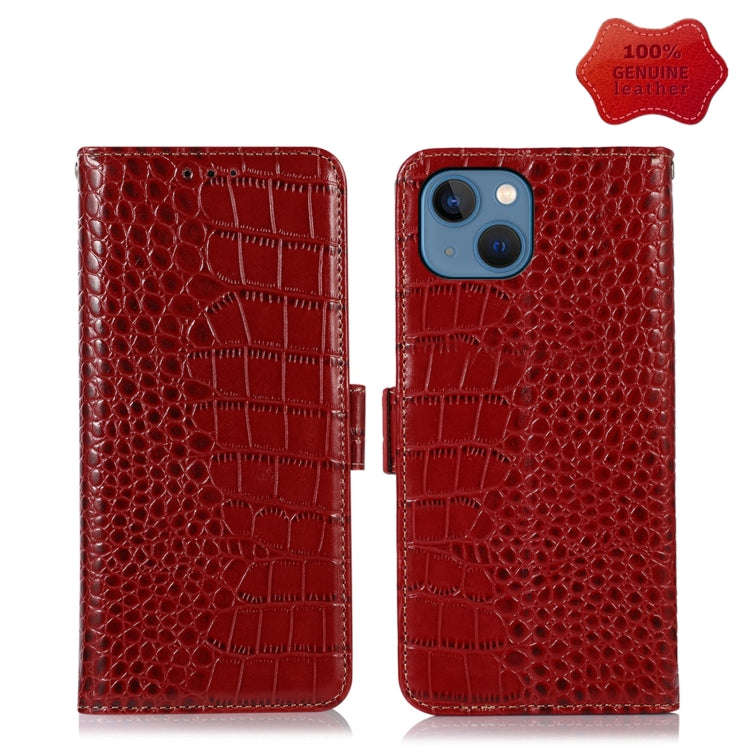 Crocodile Top Layer Cowhide Leather Phone Case, For iPhone 13