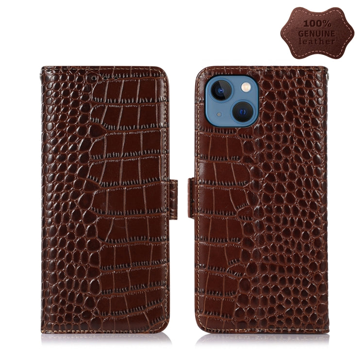 Crocodile Top Layer Cowhide Leather Phone Case, For iPhone 13