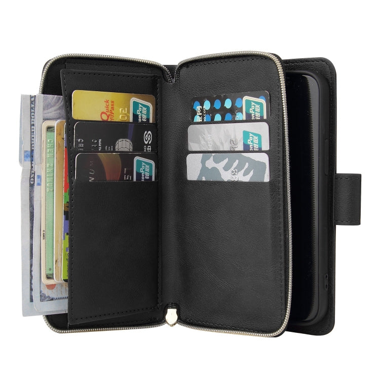 9 Card Slots Zipper Wallet Bag Leather Phone Case