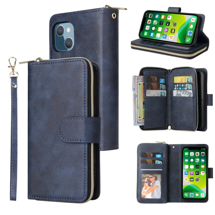 9 Card Slots Zipper Wallet Bag Leather Phone Case