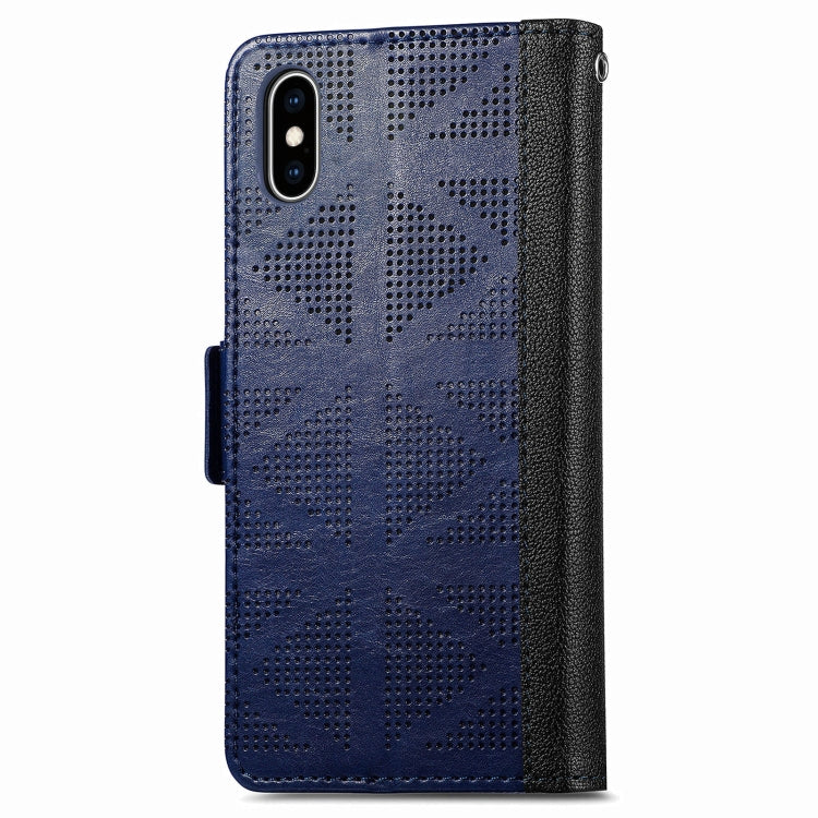 Grid Leather Flip Phone Case, For iPhone XS Max, For iPhone XS / X, For iPhone XR, For iPhone SE 2022 / SE 2020 / 8 / 7