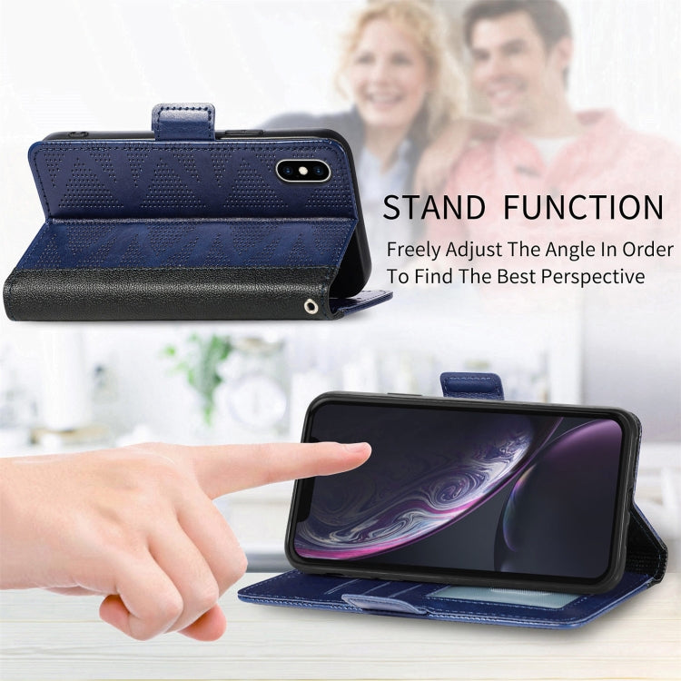 Grid Leather Flip Phone Case, For iPhone XS Max, For iPhone XS / X, For iPhone XR, For iPhone SE 2022 / SE 2020 / 8 / 7