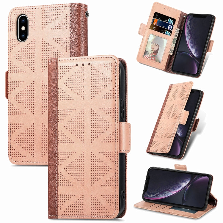 Grid Leather Flip Phone Case, For iPhone XS Max, For iPhone XS / X, For iPhone XR, For iPhone SE 2022 / SE 2020 / 8 / 7