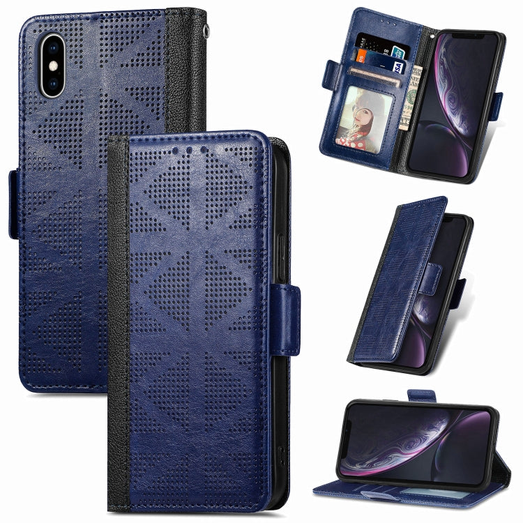 Grid Leather Flip Phone Case, For iPhone XS Max, For iPhone XS / X, For iPhone XR, For iPhone SE 2022 / SE 2020 / 8 / 7