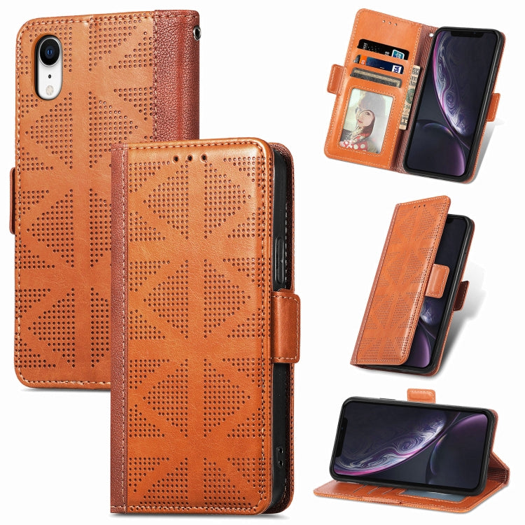 Grid Leather Flip Phone Case, For iPhone XS Max, For iPhone XS / X, For iPhone XR, For iPhone SE 2022 / SE 2020 / 8 / 7