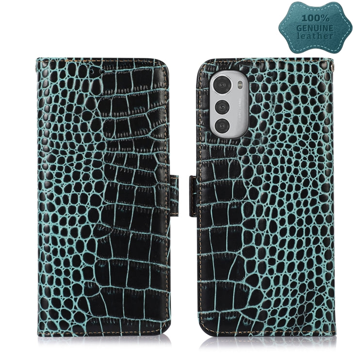 Crocodile Top Layer Cowhide Leather Phone Case, For Motorola Moto E32 4G, For Xiaomi 12 Lite