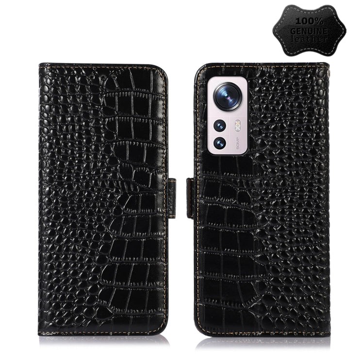 Crocodile Top Layer Cowhide Leather Phone Case, For Motorola Moto E32 4G, For Xiaomi 12 Lite