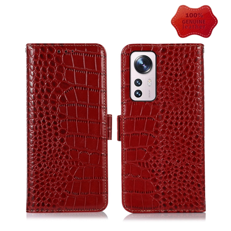 Crocodile Top Layer Cowhide Leather Phone Case, For Motorola Moto E32 4G, For Xiaomi 12 Lite