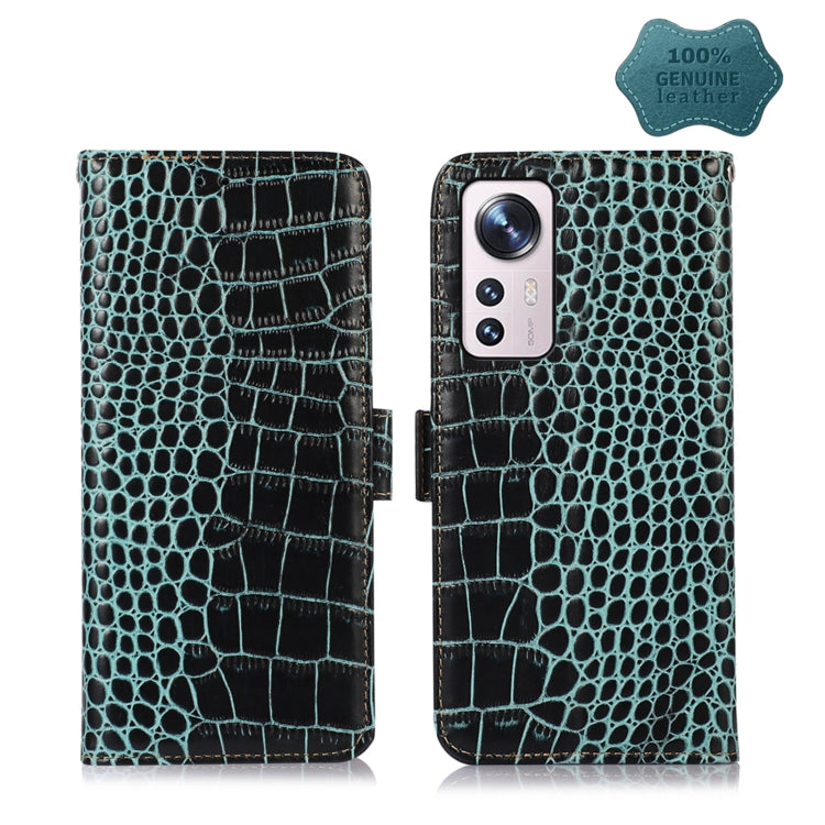 Crocodile Top Layer Cowhide Leather Phone Case, For Motorola Moto E32 4G, For Xiaomi 12 Lite