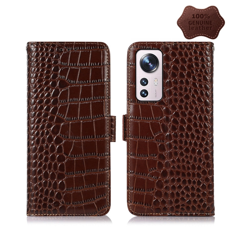 Crocodile Top Layer Cowhide Leather Phone Case, For Motorola Moto E32 4G, For Xiaomi 12 Lite
