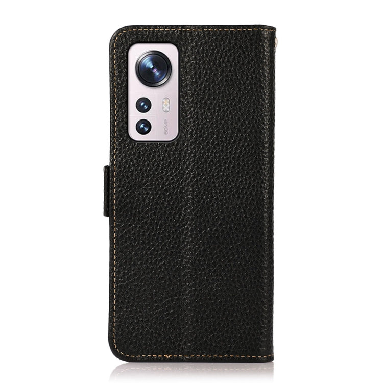 KHAZNEH Side-Magnetic Litchi Genuine Leather RFID Phone Case