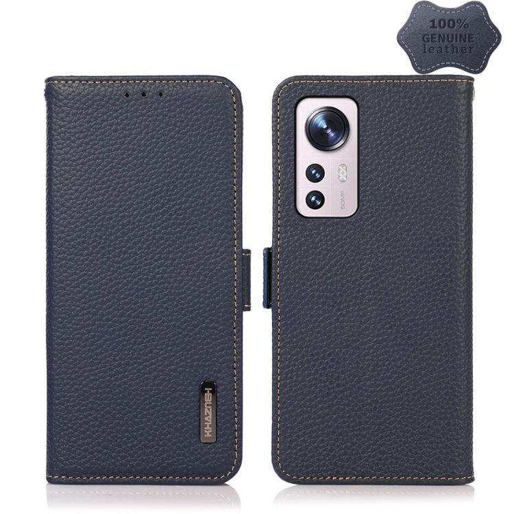 KHAZNEH Side-Magnetic Litchi Genuine Leather RFID Phone Case