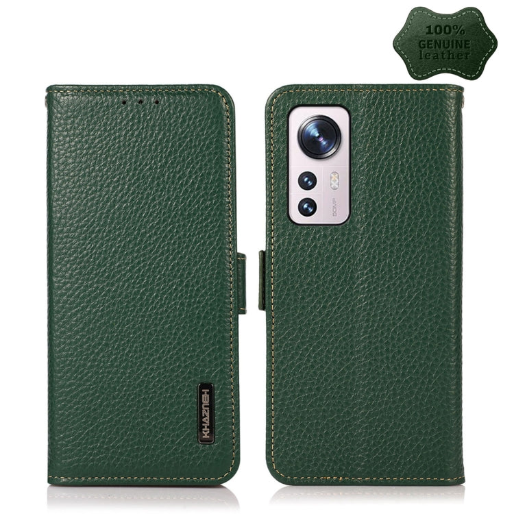 KHAZNEH Side-Magnetic Litchi Genuine Leather RFID Phone Case