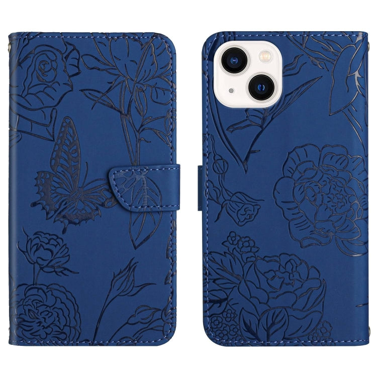 Skin Feel Butterfly Peony Embossed Leather Phone Case