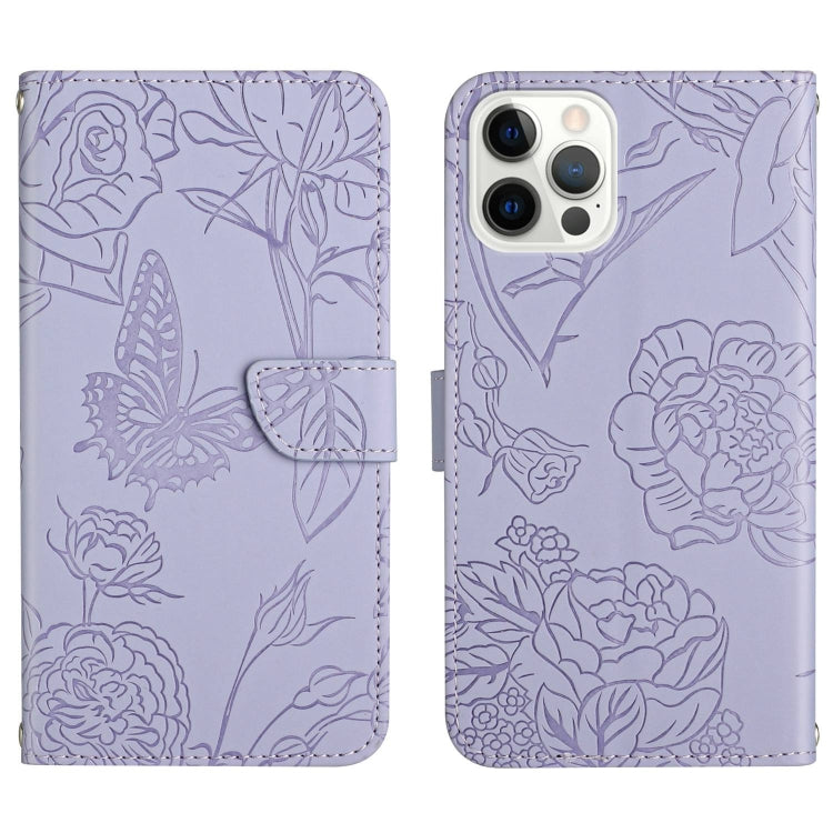 Skin Feel Butterfly Peony Embossed Leather Phone Case