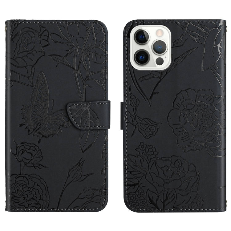 Skin Feel Butterfly Peony Embossed Leather Phone Case