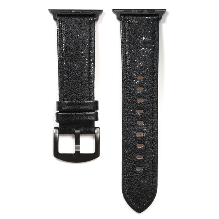 Glitter Genuine Leather Watch Band For Apple Watch Series, 7 41mm / 6&SE&5&4 40mm / 3&2&1 38mm, 7 45mm / 6&SE&5&4 44mm / 3&2&1 42mm