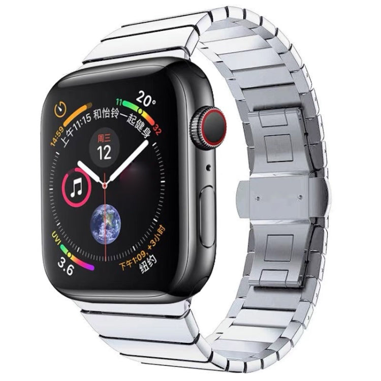 One-bead Steel Butterfly Buckle Watch Band For Apple Watch Series, For Apple Watch Series 8&7 41mm, For Apple Watch Ultra 49mm / Series 8&7 45mm, 7 41mm / 6&SE&5&4 40mm / 3&2&1 38mm, 7 45mm / 6&SE&5&4 44mm / 3&2&1 42mm