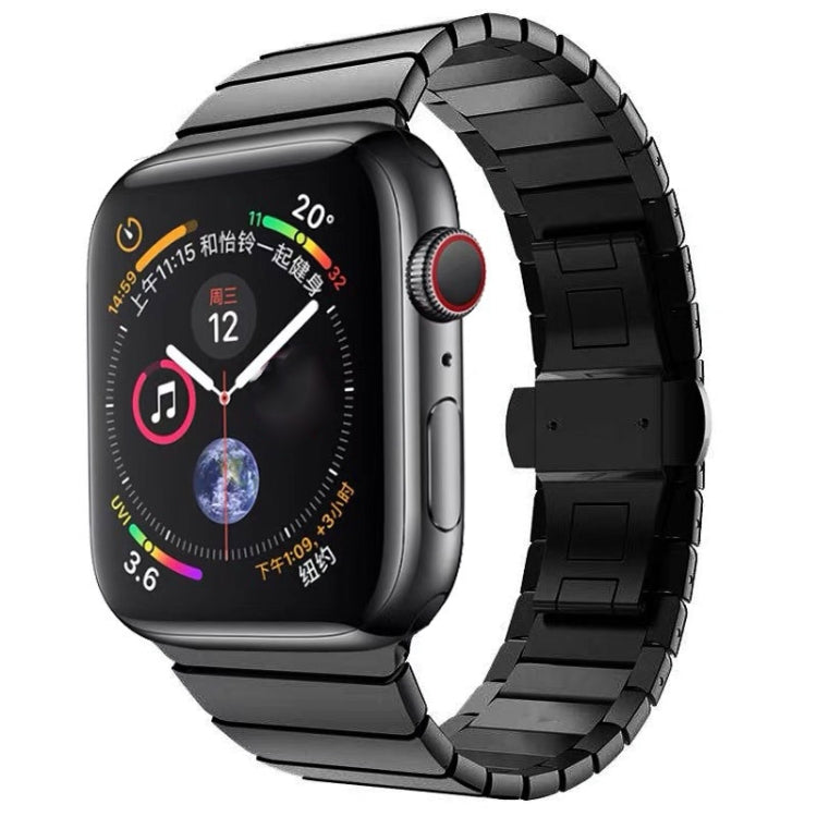 One-bead Steel Butterfly Buckle Watch Band For Apple Watch Series, For Apple Watch Series 8&7 41mm, For Apple Watch Ultra 49mm / Series 8&7 45mm, 7 41mm / 6&SE&5&4 40mm / 3&2&1 38mm, 7 45mm / 6&SE&5&4 44mm / 3&2&1 42mm