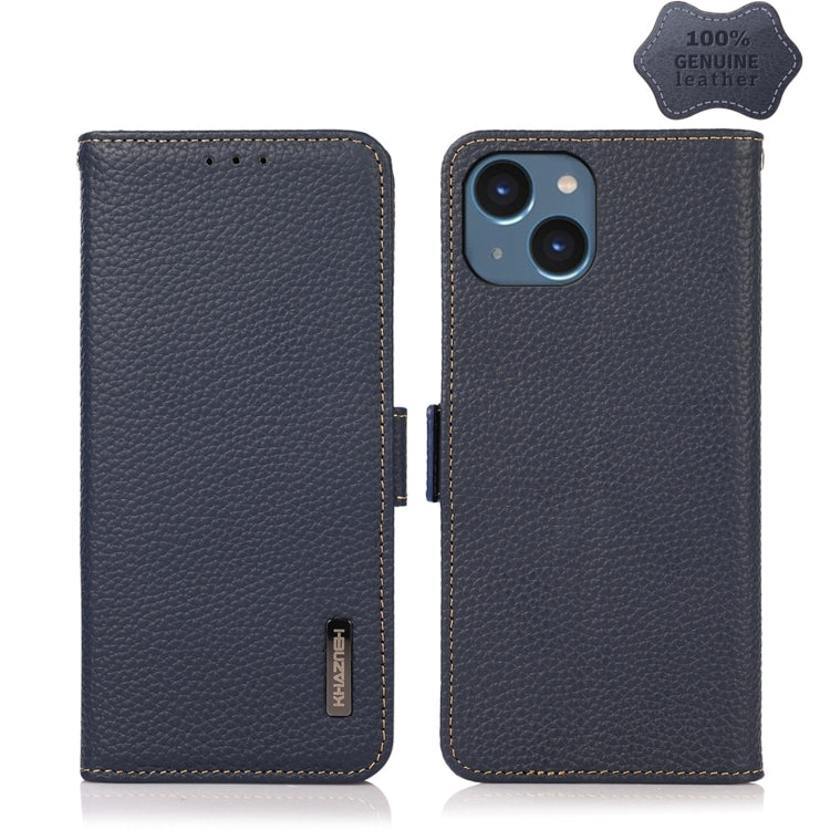 KHAZNEH Side-Magnetic Litchi Genuine Leather RFID Phone Case