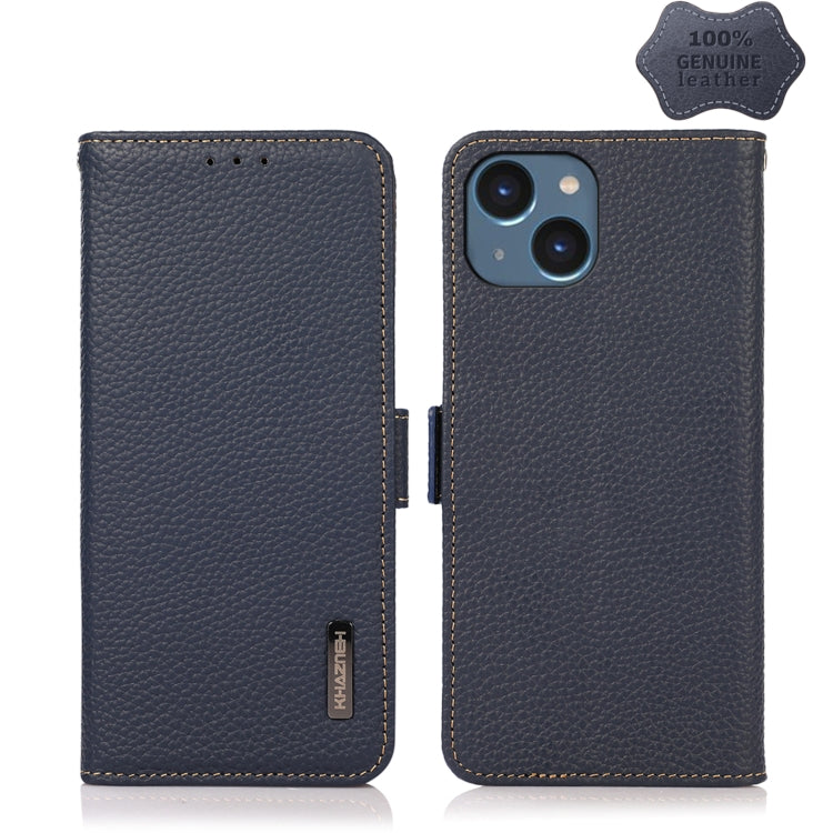KHAZNEH Side-Magnetic Litchi Genuine Leather RFID Phone Case