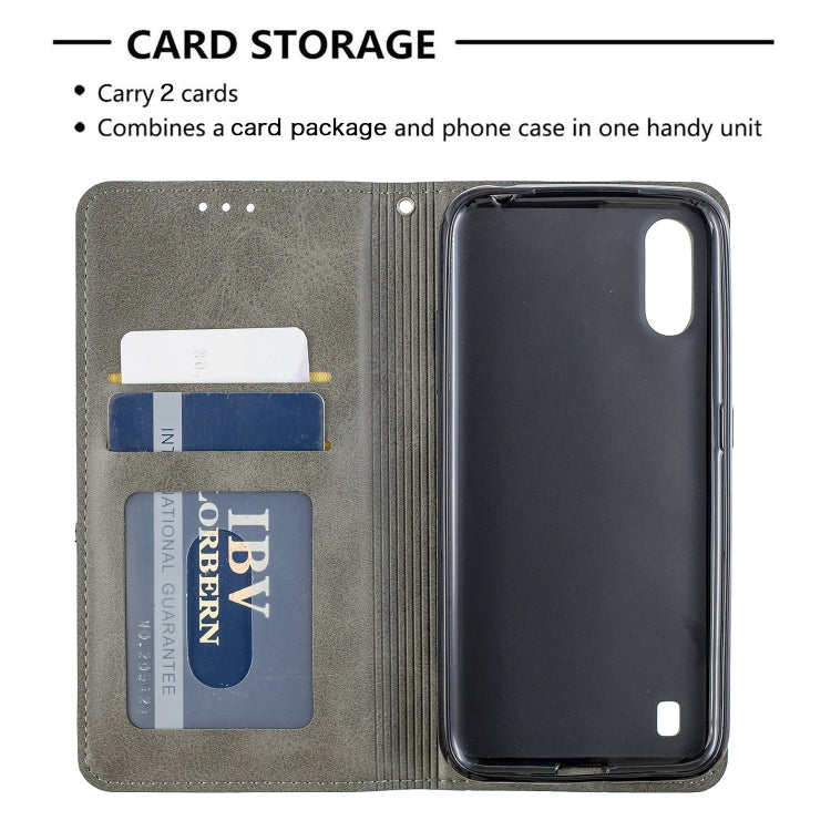 Rhombus Texture Horizontal Flip Magnetic Leather Case with Holder & Card Slots & Wallet, For Galaxy A01, For Galaxy A21