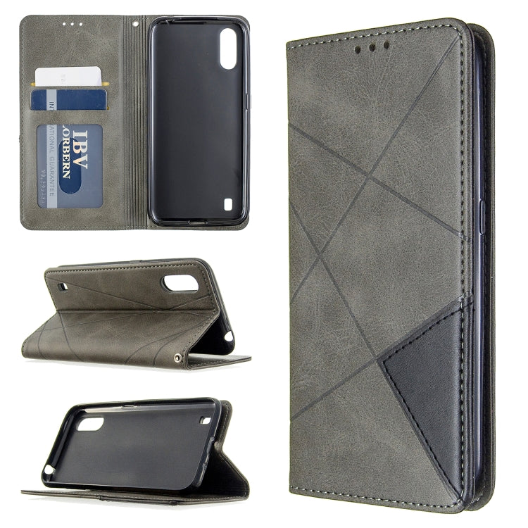 Rhombus Texture Horizontal Flip Magnetic Leather Case with Holder & Card Slots & Wallet, For Galaxy A01, For Galaxy A21