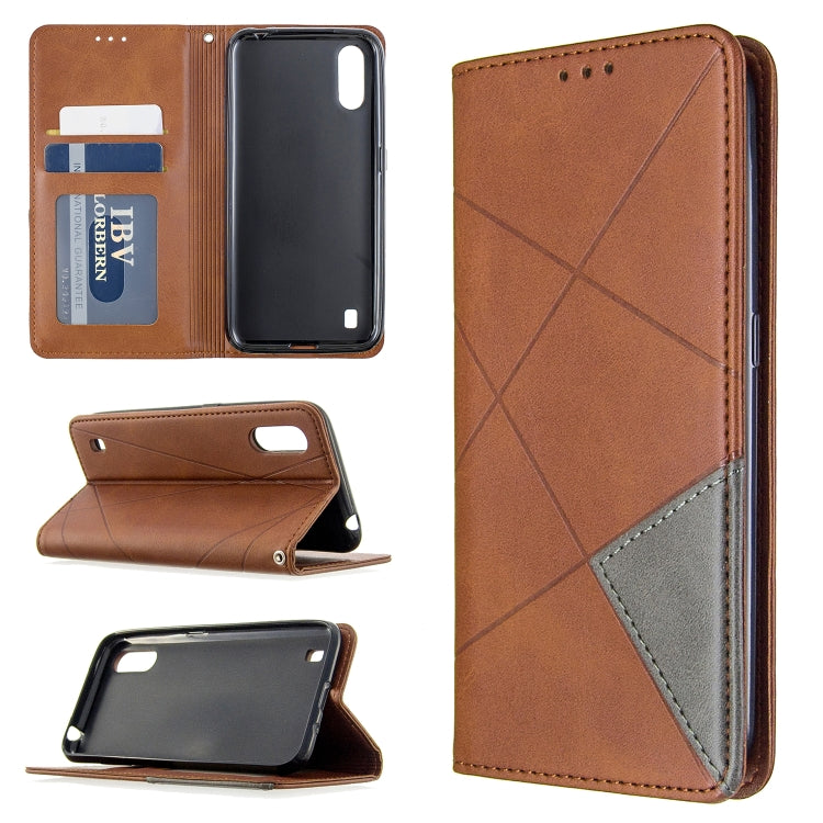 Rhombus Texture Horizontal Flip Magnetic Leather Case with Holder & Card Slots & Wallet, For Galaxy A01, For Galaxy A21