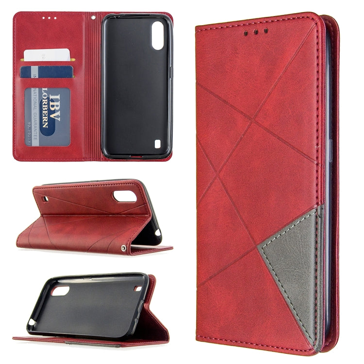 Rhombus Texture Horizontal Flip Magnetic Leather Case with Holder & Card Slots & Wallet, For Galaxy A01, For Galaxy A21