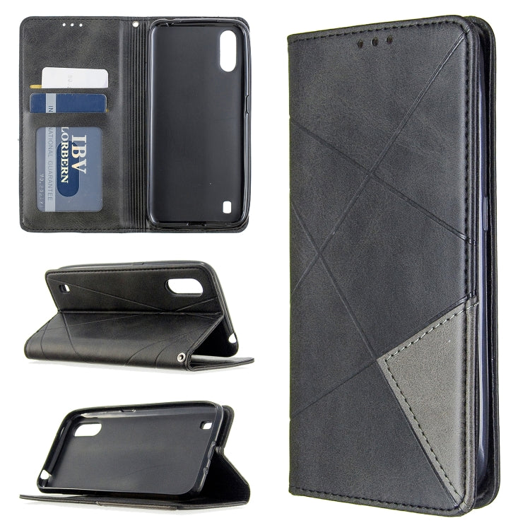 Rhombus Texture Horizontal Flip Magnetic Leather Case with Holder & Card Slots & Wallet, For Galaxy A01, For Galaxy A21