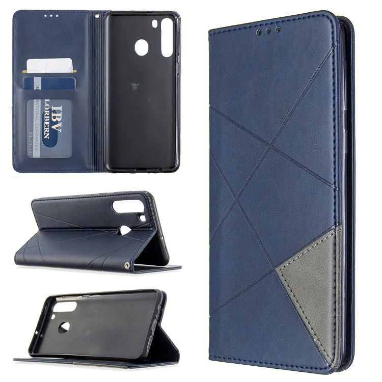 Rhombus Texture Horizontal Flip Magnetic Leather Case with Holder & Card Slots & Wallet, For Galaxy A01, For Galaxy A21